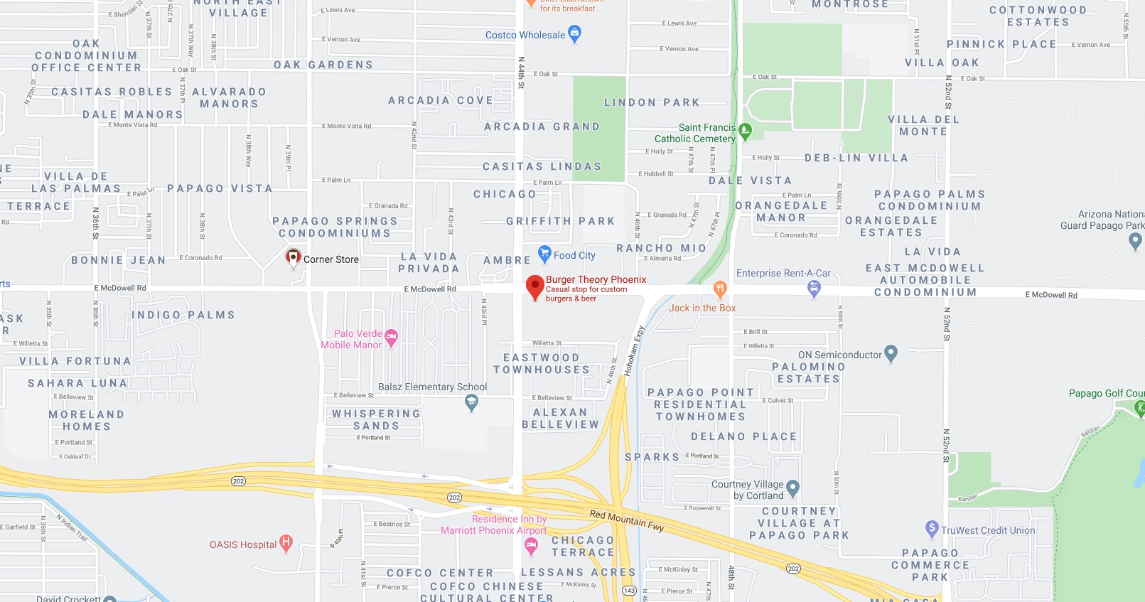 Burger Theory Phoenix - Map / Directions